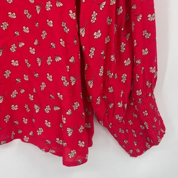Sanctuary Peasant Button Front Womens Top Sz 3X Cottagecore Boho Red Smock Flowy - Picture 7 of 10